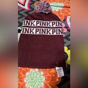 VS pink beanie. Burgundy color. New with tags.